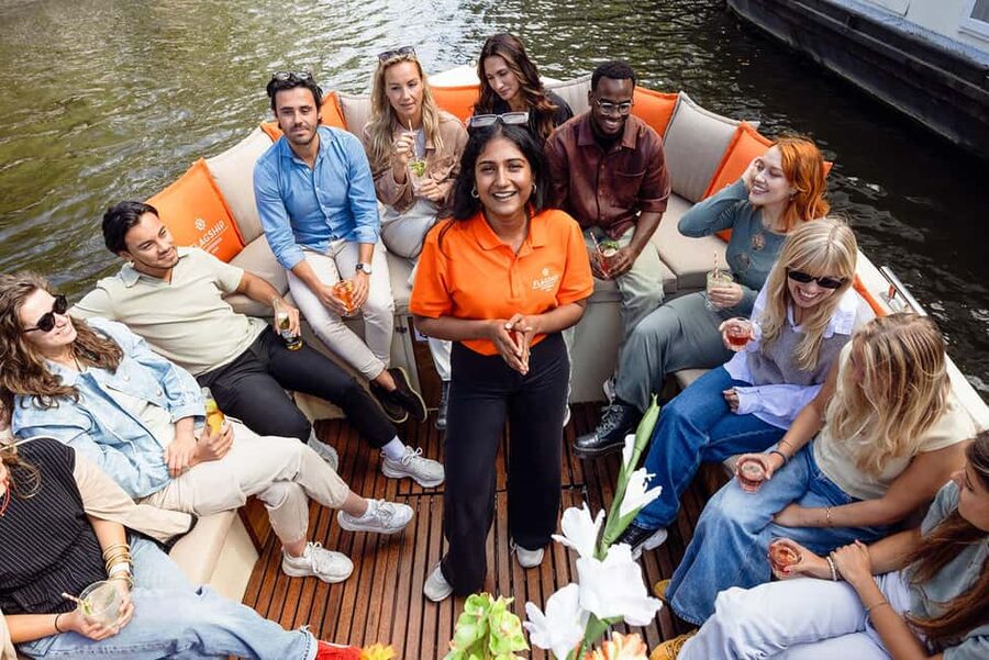 Amsterdam: Open Boat Cruise option Unlimited Drinks & Bite - Hermitage Museum, Skinny Bridge, and the Amstel Hotel