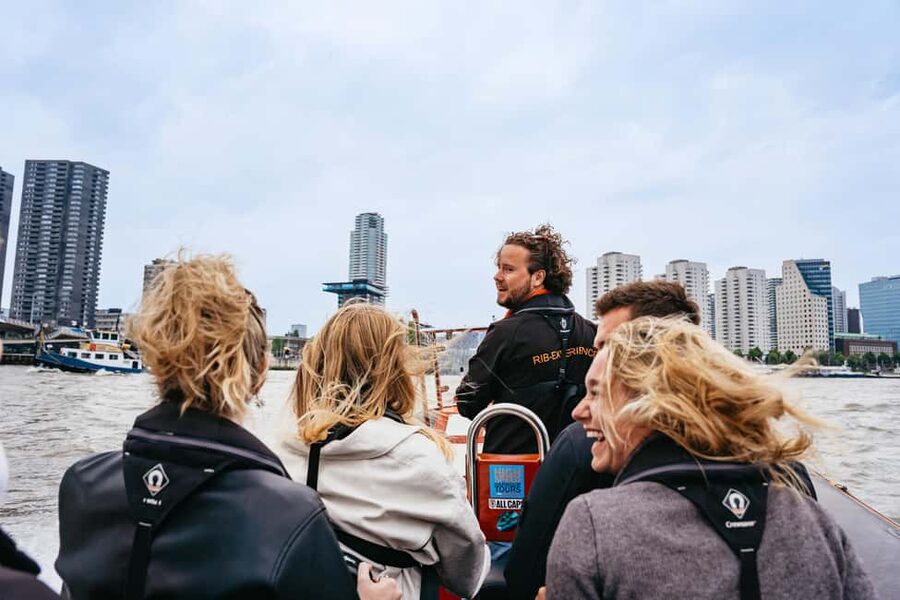 Rotterdam: RIB Speedboat Sightseeing Cruise - Leaving Rotterdam’s center on the Maas